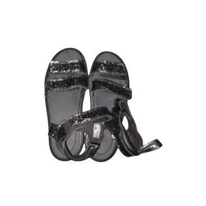 Dr. Martens Kids Size 3 Black Glitter Sandals Velcro Strap Platform